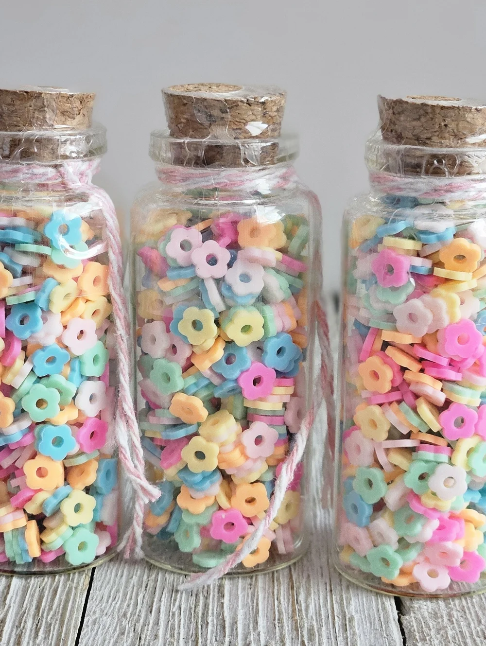 3-Pack Jar of Miniature Plastic Beads Multi-Colored Pastel Crafting Sewing DIY